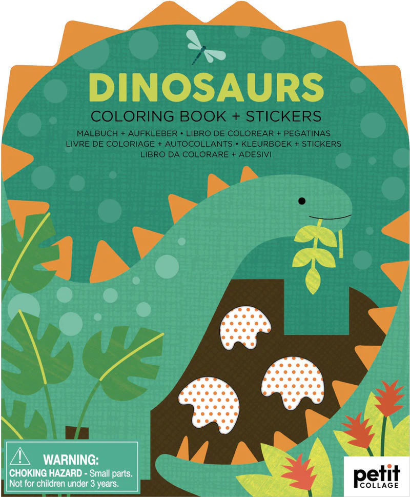 COLOURING BOOK + STICKERS - DINOSAURS