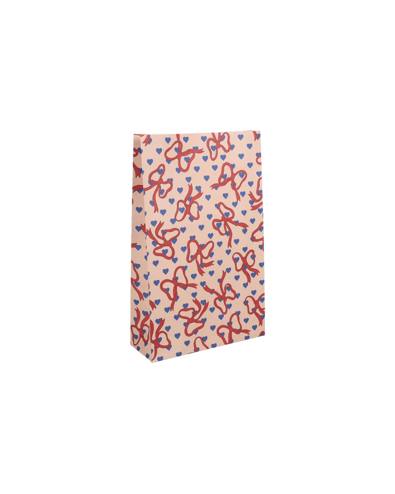 MEDIUM BLOCK BOTTOM GIFT BAG - Bows/Hearts