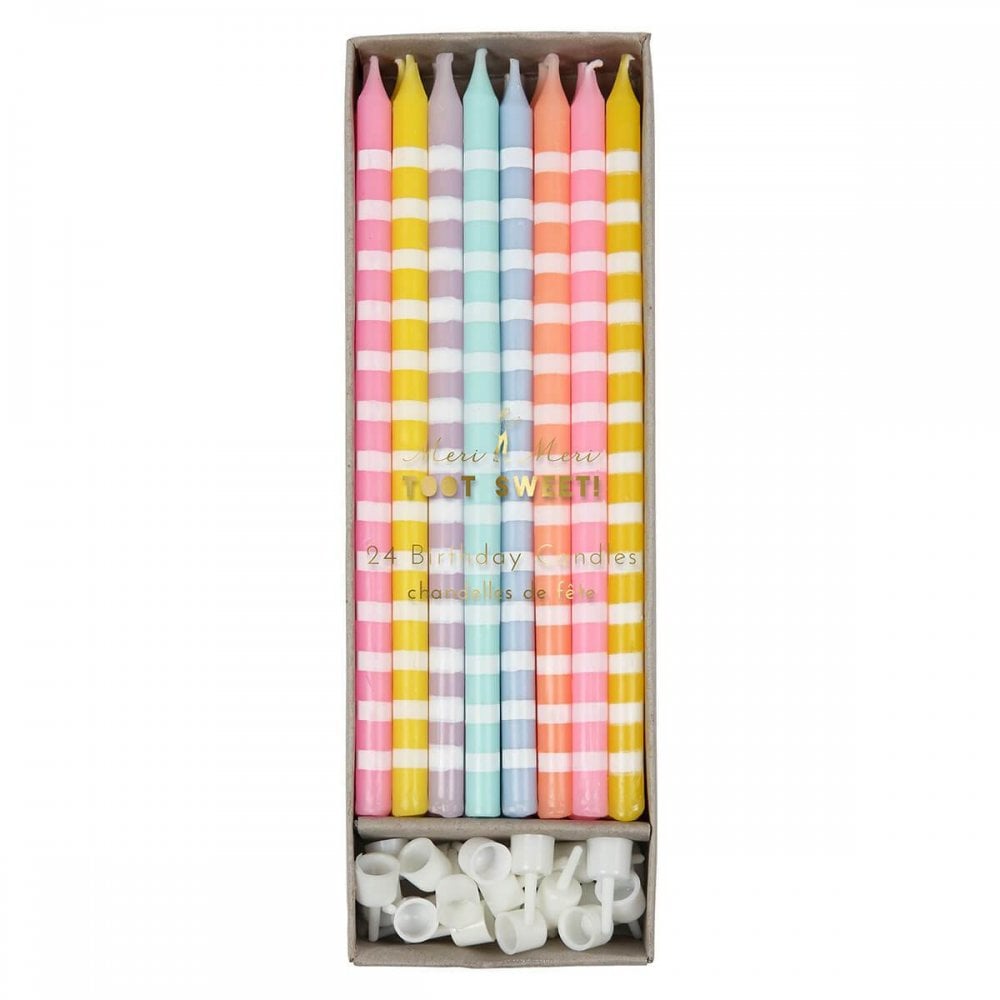 24 PASTEL STRIPE PARTY CANDLES