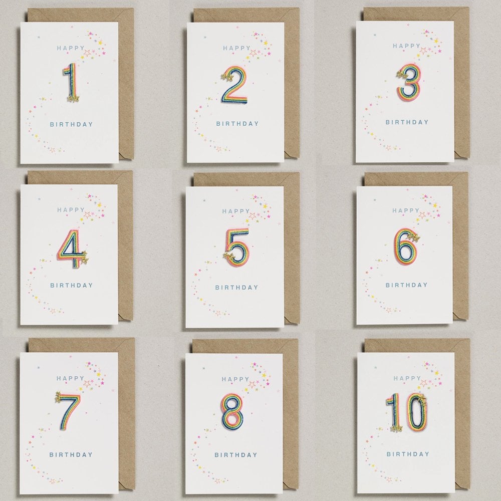 RAINBOW PATCH NUMBER BIRTHDAY CARD