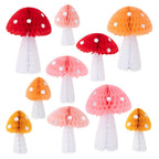10 HONEYCOMB TOADSTOOL DECORATIONS
