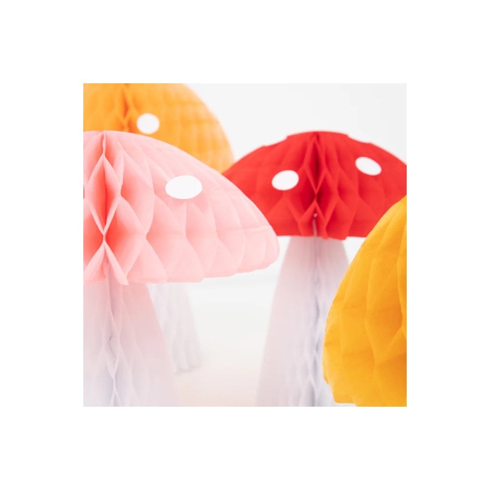 10 HONEYCOMB TOADSTOOL DECORATIONS