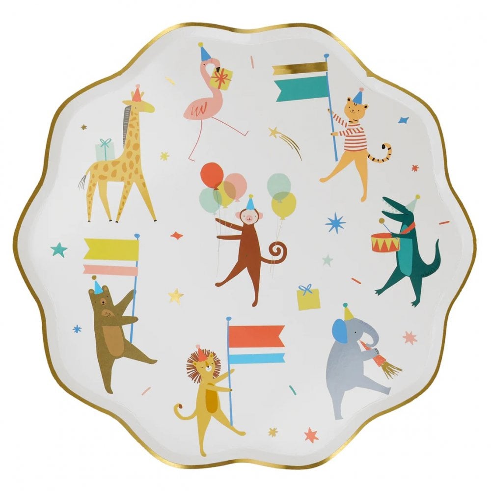 8 ANIMAL PARTY PARADE DINNER PLATES