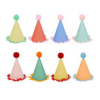 8 MINI POM POM PARTY HATS