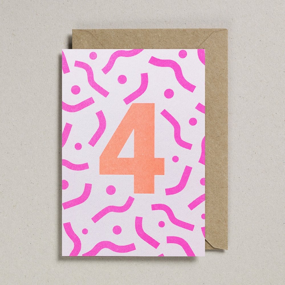 NUMBER CARD - ORANGE/PINK (AGES 1-7 YEARS)