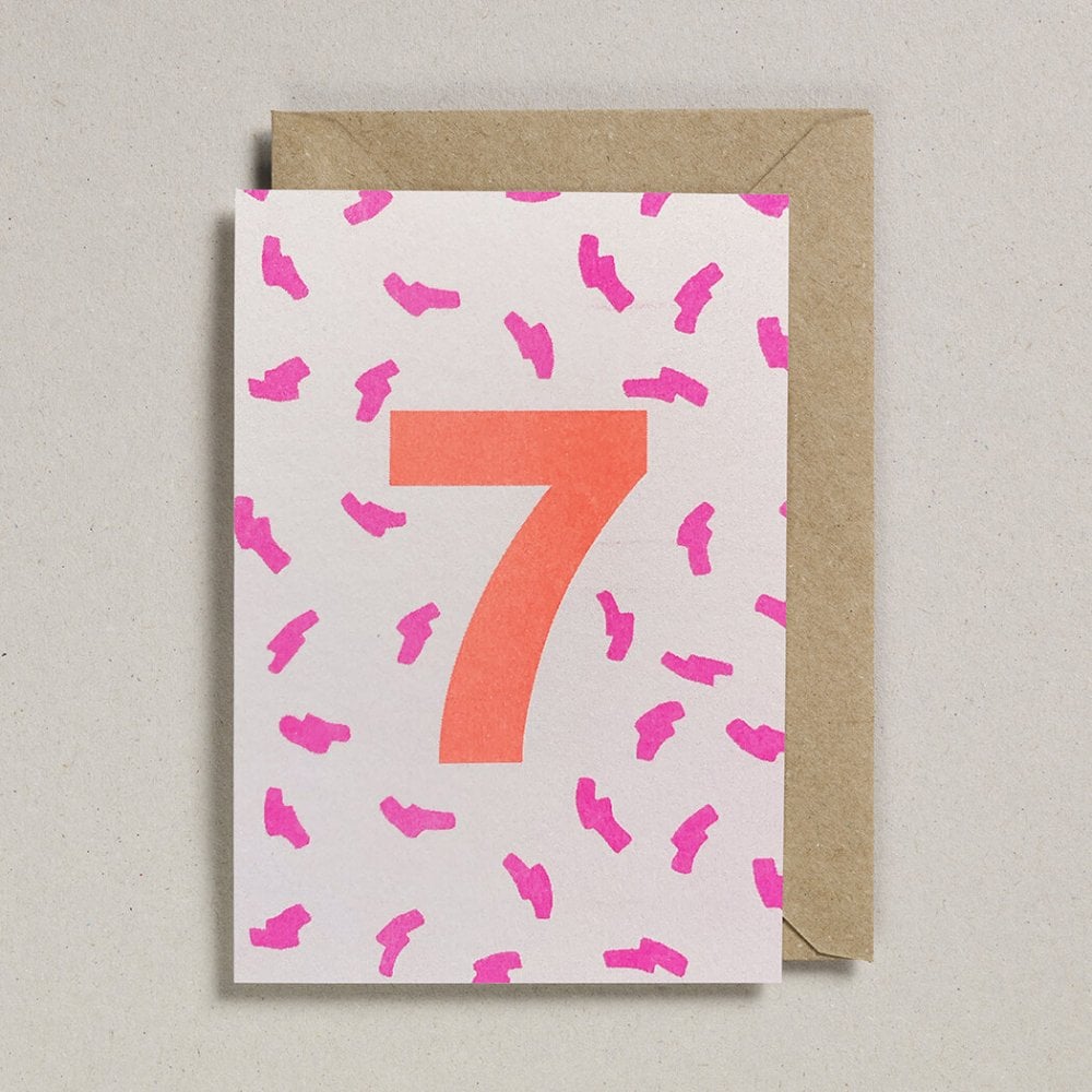 NUMBER CARD - ORANGE/PINK (AGES 1-7 YEARS)