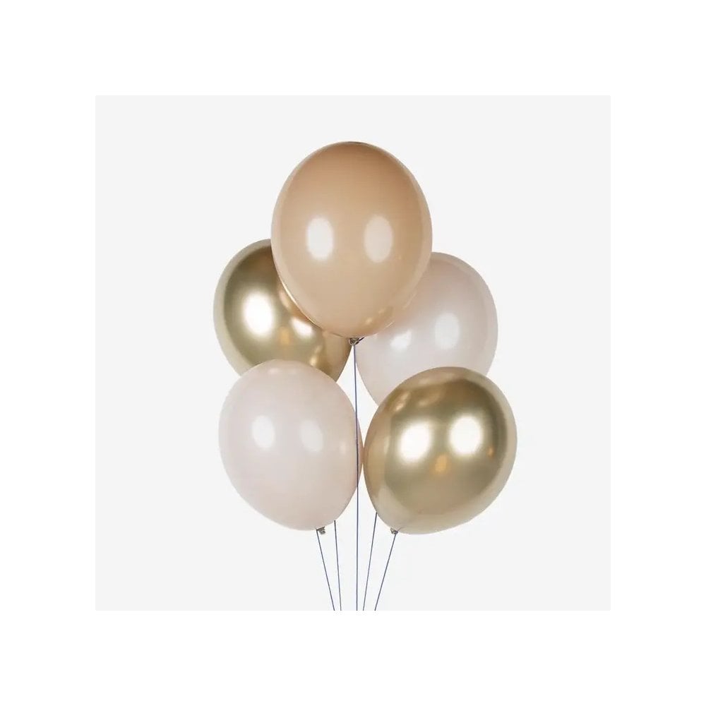 10 MIXED BALLOONS - GOLDEN