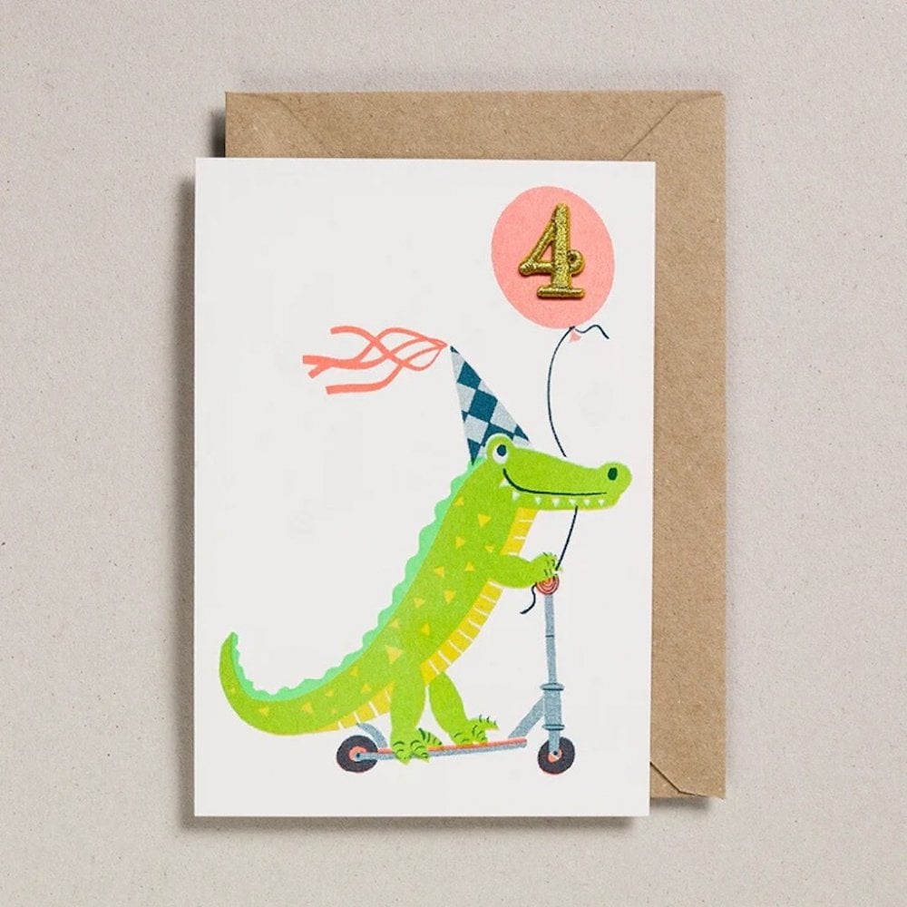 HAPPY BIRTHDAY CARD - AGE 4 CROC