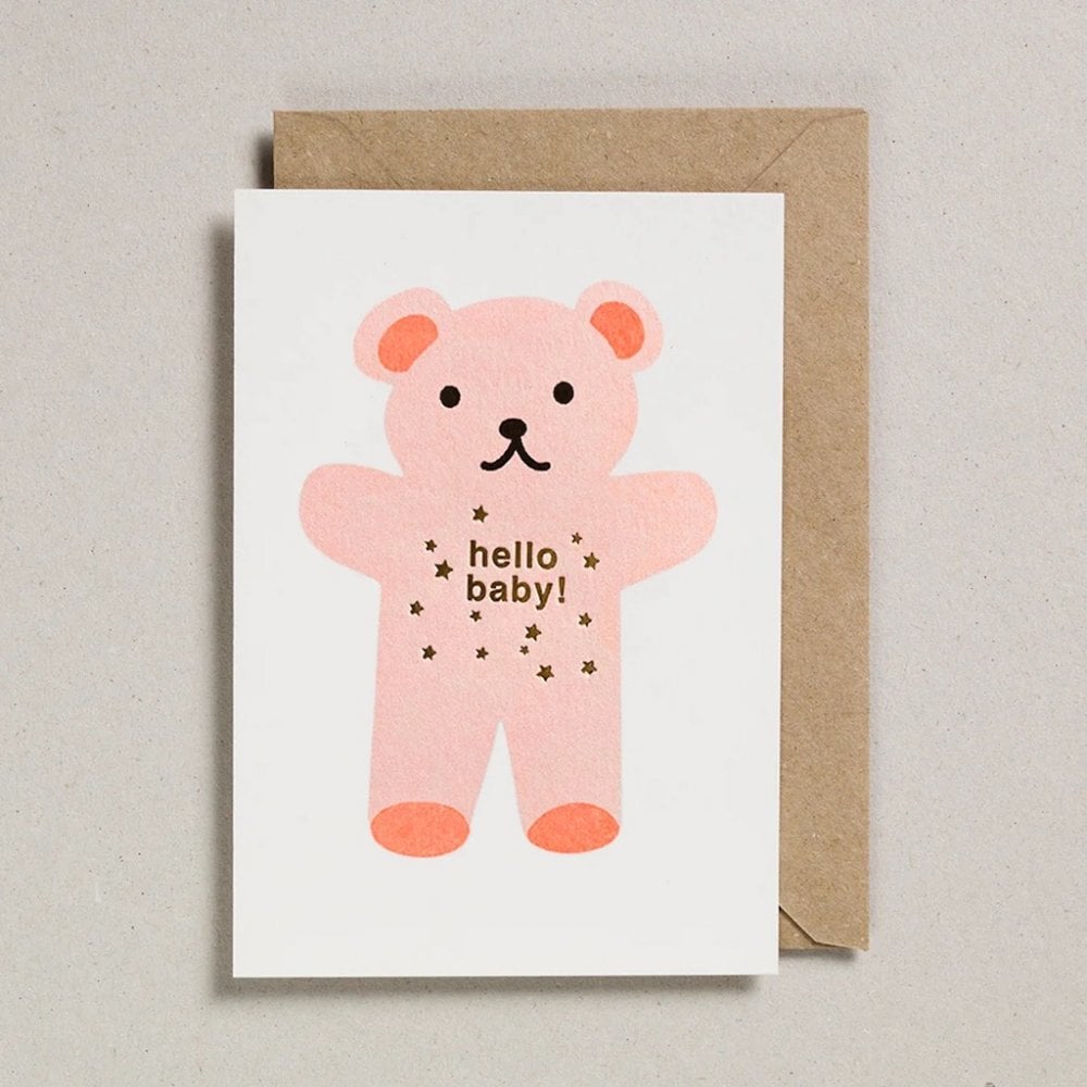 BABY HELLO TEDDY CARD