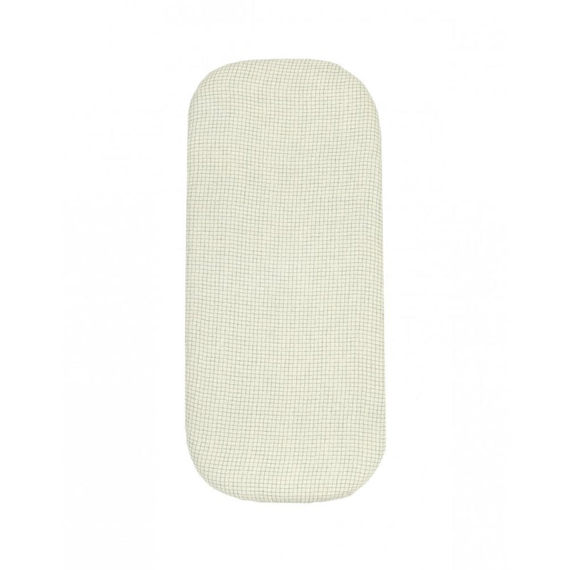WABI SABI NEWBORN CRADLE FITTED SHEET - 40 X 80cm - Blue Grid