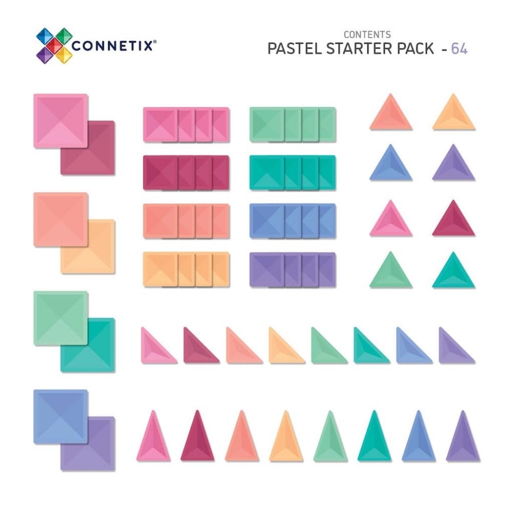 MAGNETIC TILES 64 PIECE STARTER PACK - PASTEL