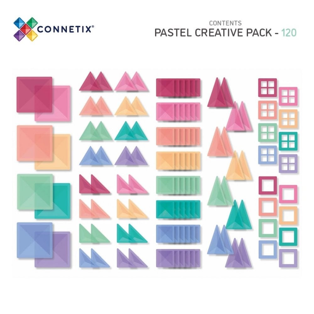 MAGNETIC TILES 120 PIECE CREATIVE PACK - PASTEL
