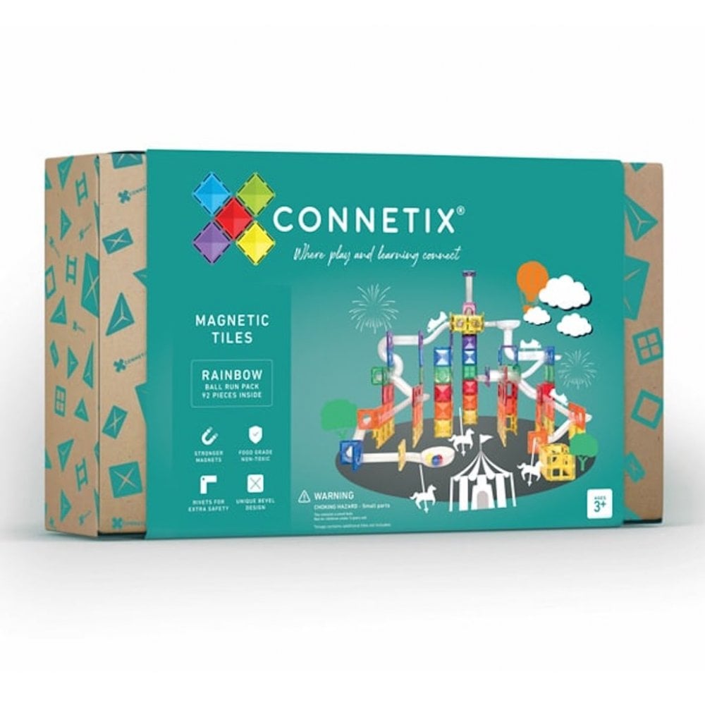 MAGNETIC TILES 92 PIECE BALL RUN - RAINBOW