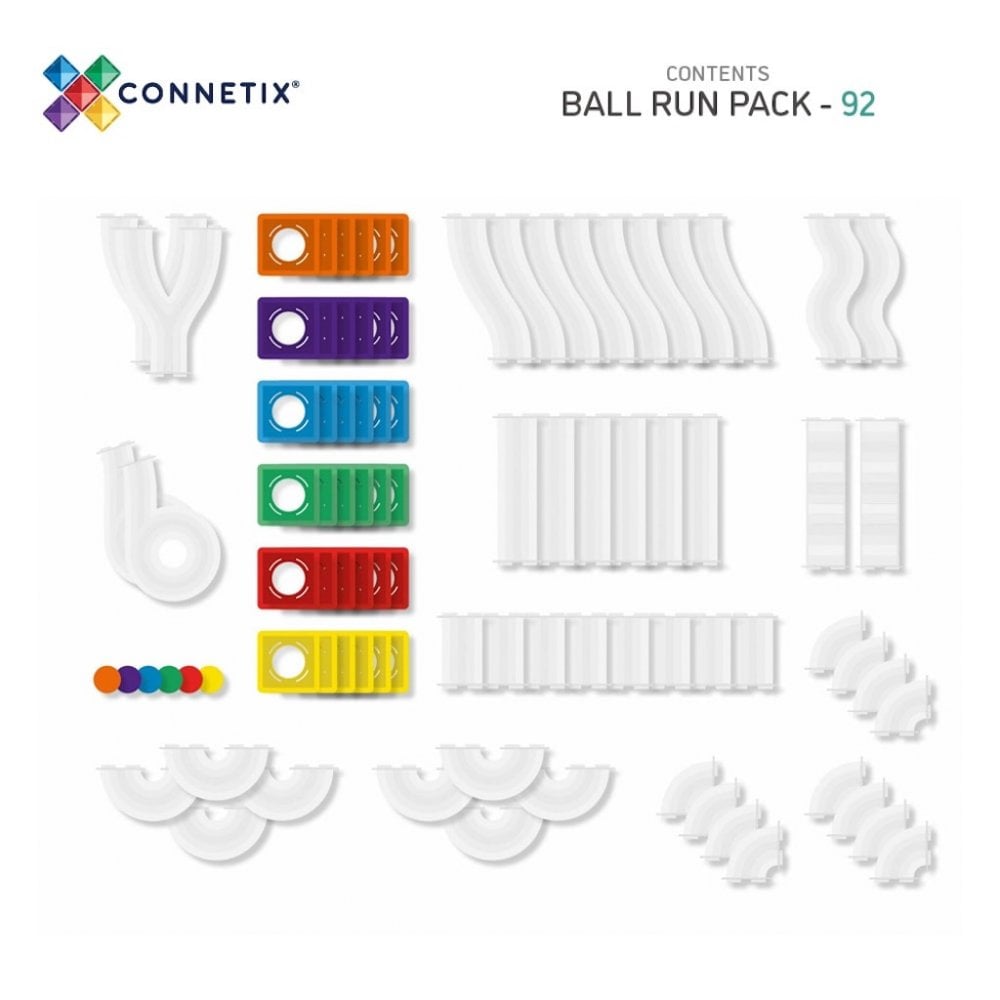 MAGNETIC TILES 92 PIECE BALL RUN - RAINBOW