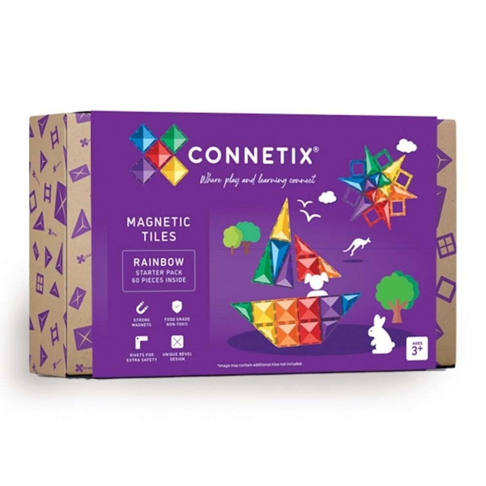 MAGNETIC TILES 60 PIECE STARTER PACK - RAINBOW