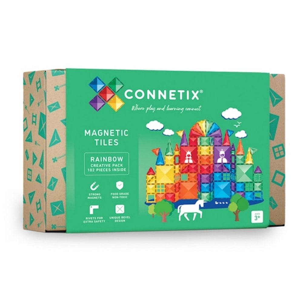 MAGNETIC TILES 102 PIECE CREATIVE PACK - RAINBOW