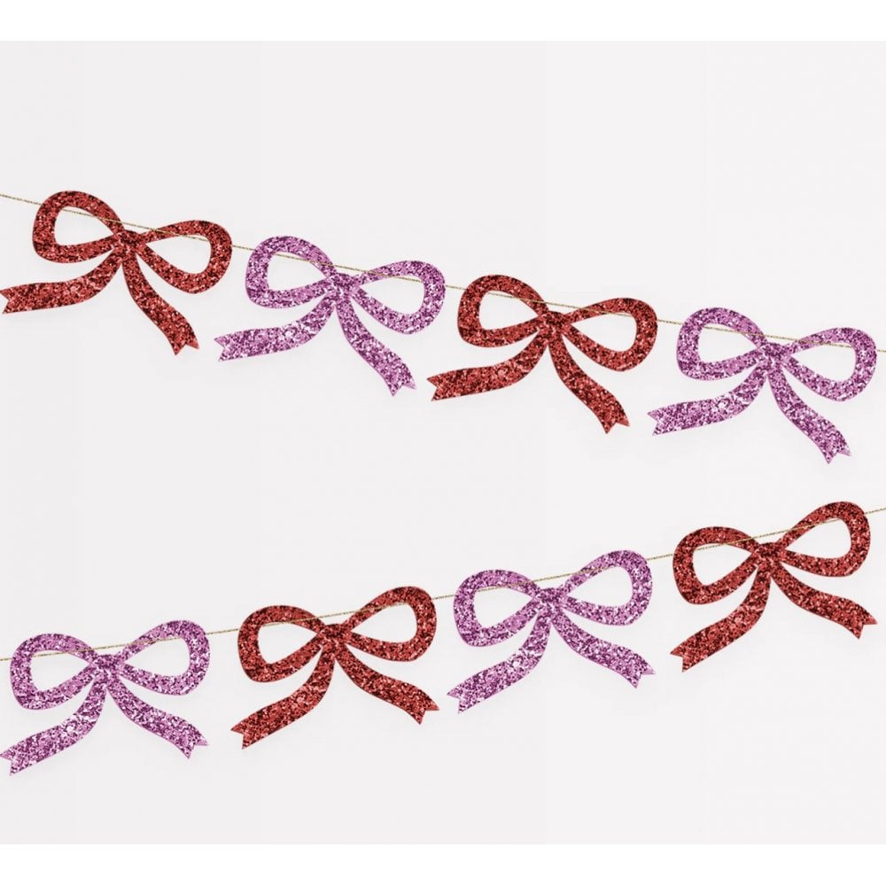 RED & PINK GLITTER BOW GARLAND