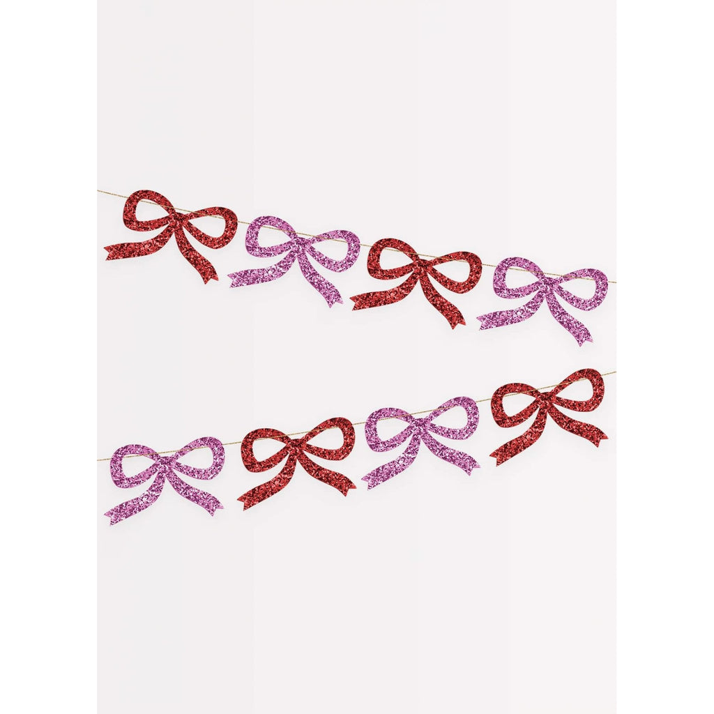 RED & PINK GLITTER BOW GARLAND