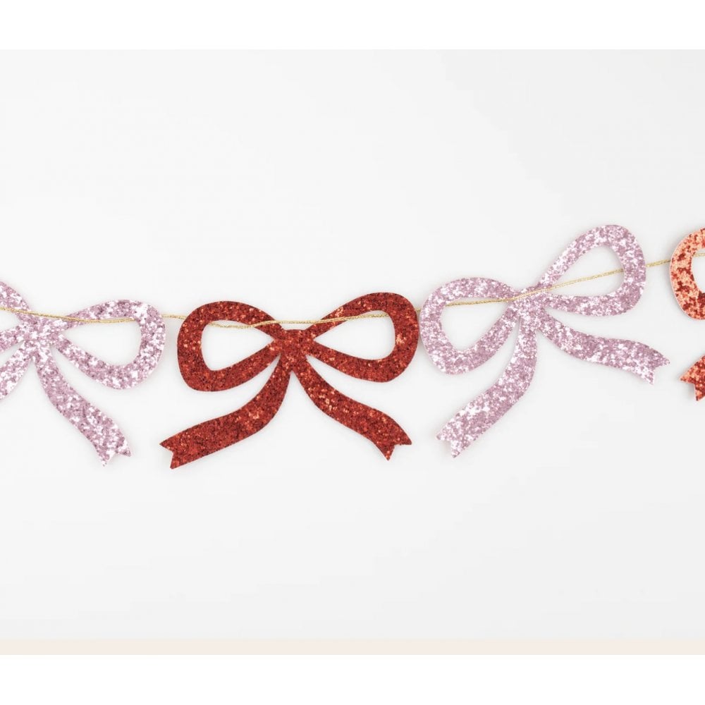RED & PINK GLITTER BOW GARLAND