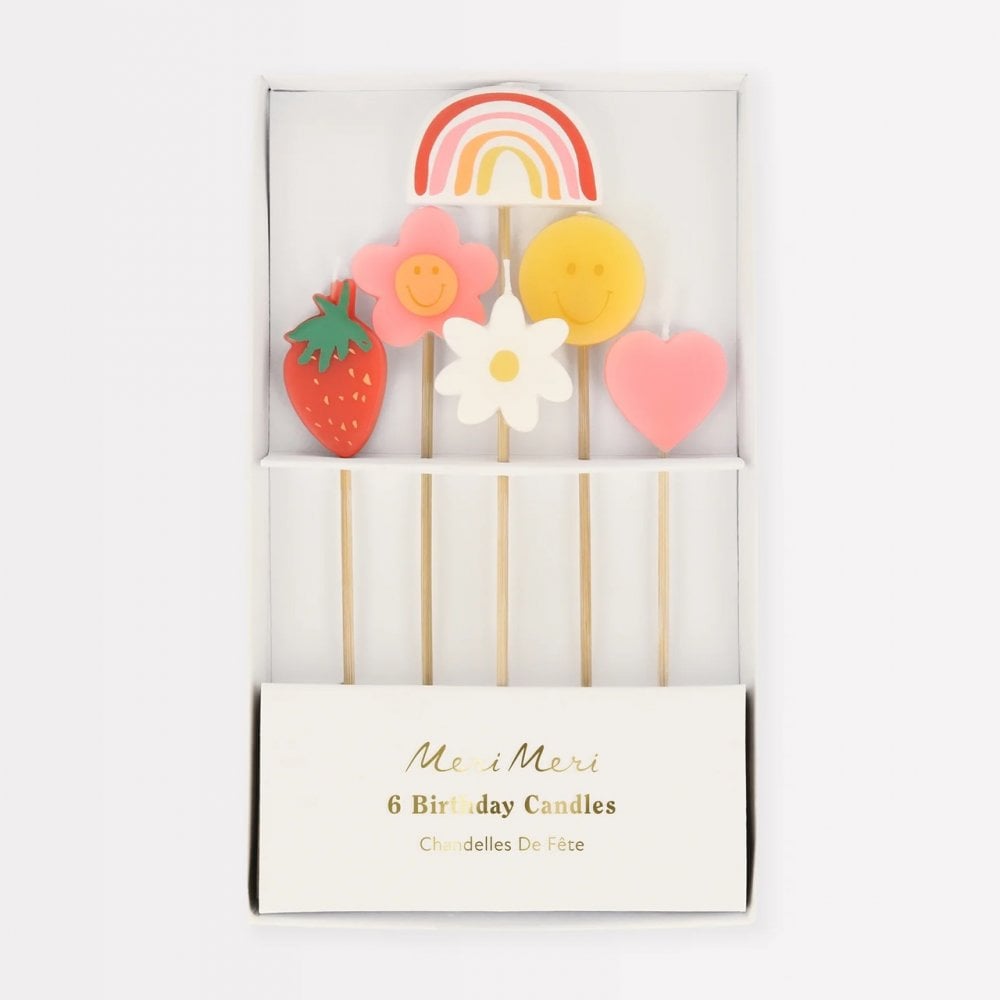 6 HAPPY FACE ICON CANDLES