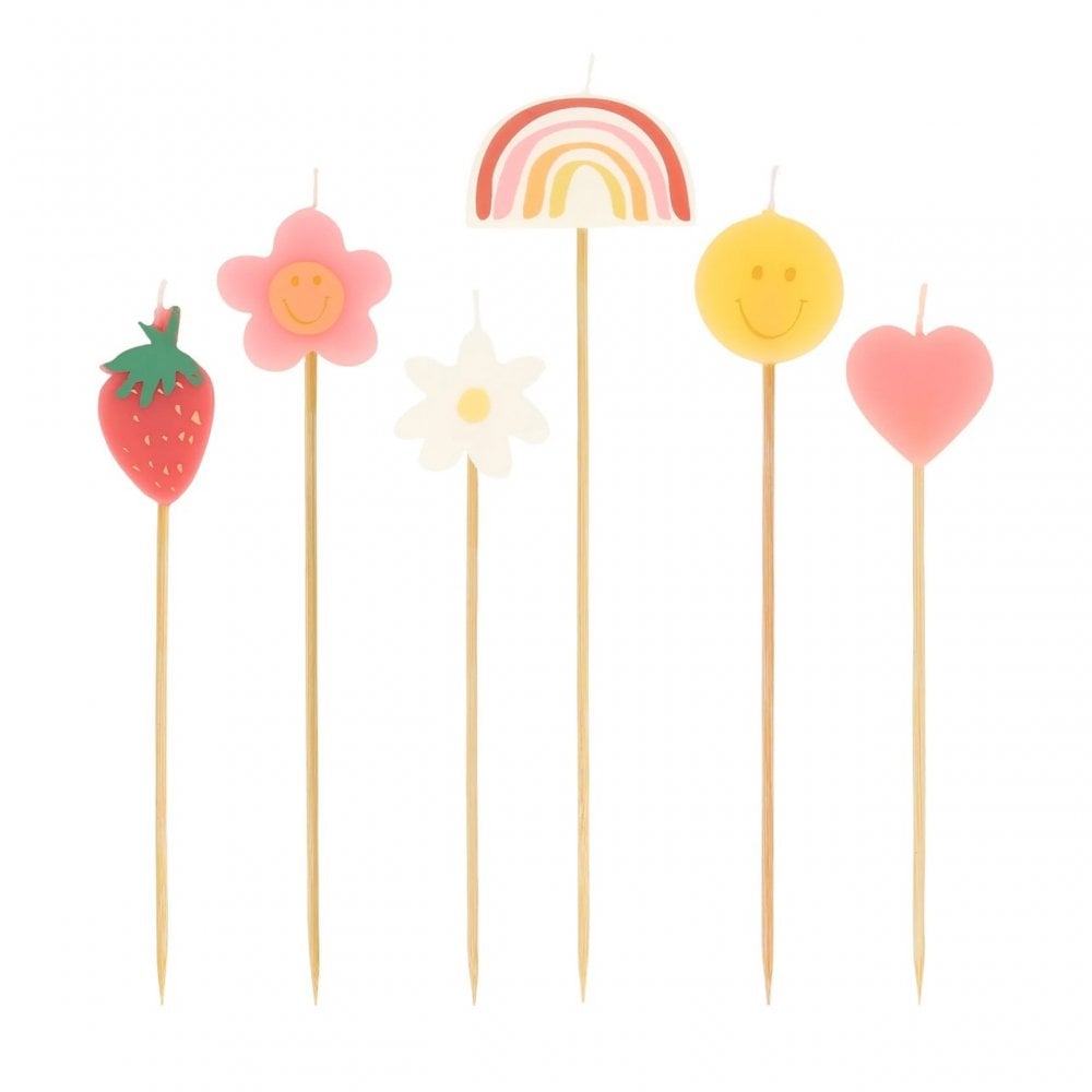 6 HAPPY FACE ICON CANDLES