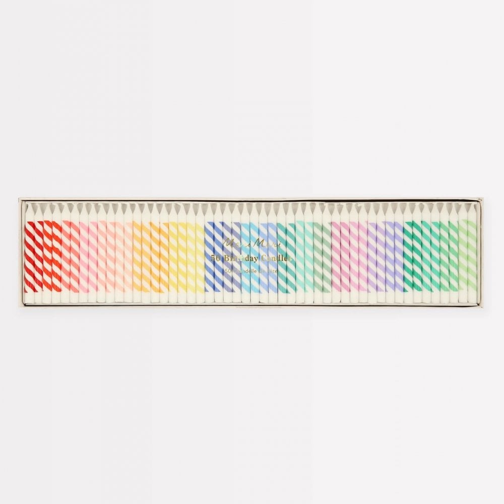 50 RAINBOW STRIPED MINI CANDLES
