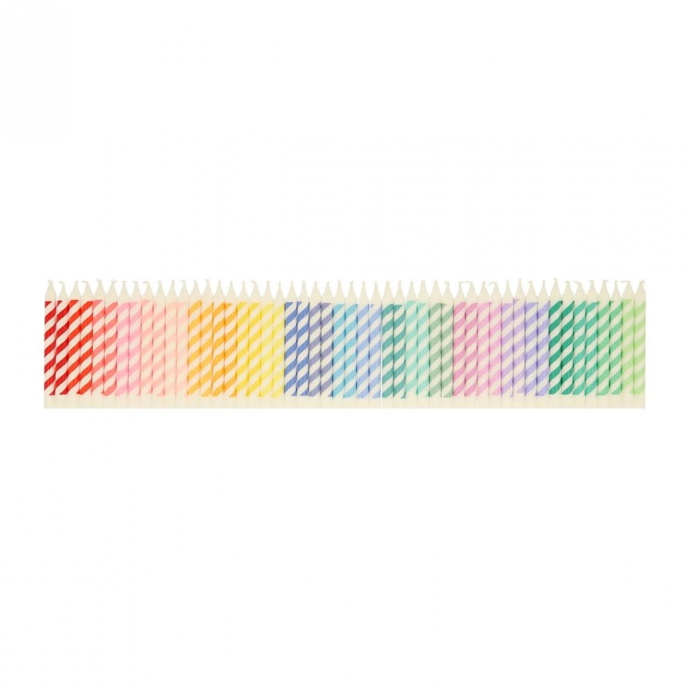 50 RAINBOW STRIPED MINI CANDLES