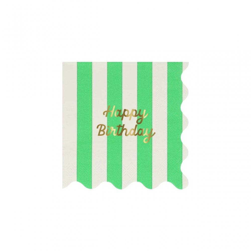 16 STRIPE HAPPY BIRTHDAY NAPKINS