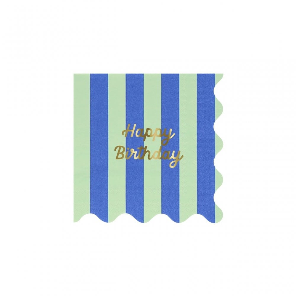 16 STRIPE HAPPY BIRTHDAY NAPKINS