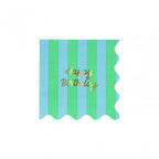 16 STRIPE HAPPY BIRTHDAY NAPKINS