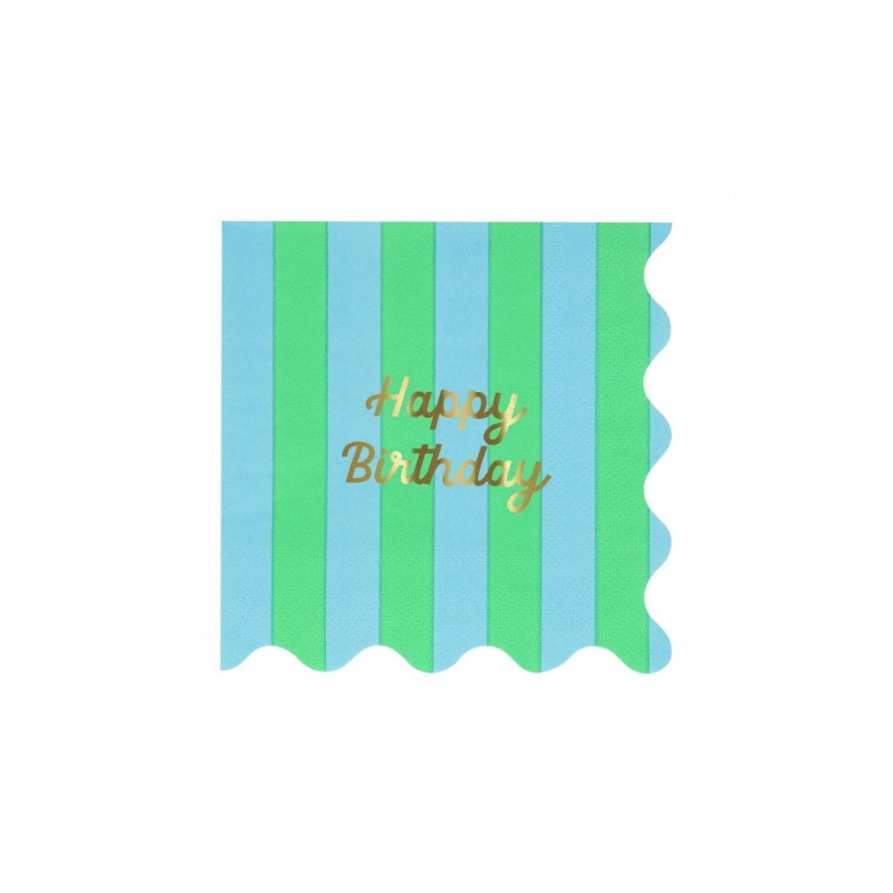 16 STRIPE HAPPY BIRTHDAY NAPKINS