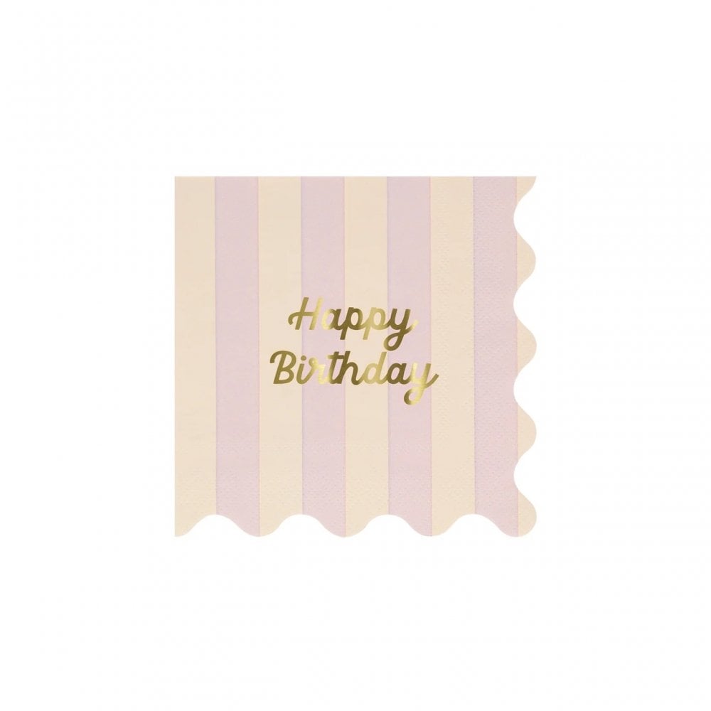 16 STRIPE HAPPY BIRTHDAY NAPKINS
