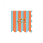 16 STRIPE HAPPY BIRTHDAY NAPKINS
