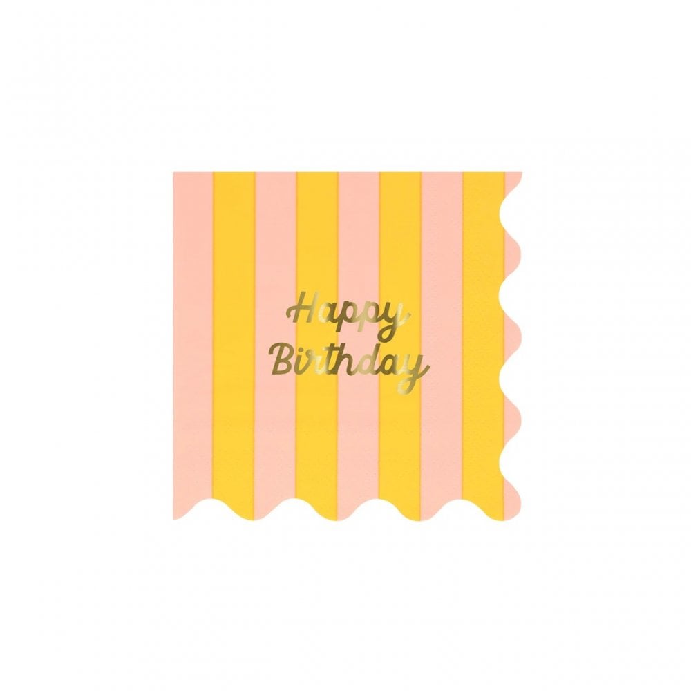 16 STRIPE HAPPY BIRTHDAY NAPKINS