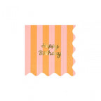 16 STRIPE HAPPY BIRTHDAY NAPKINS
