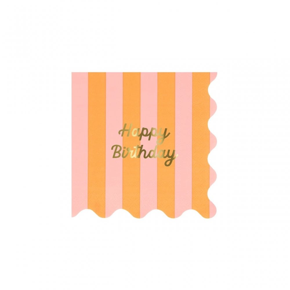 16 STRIPE HAPPY BIRTHDAY NAPKINS