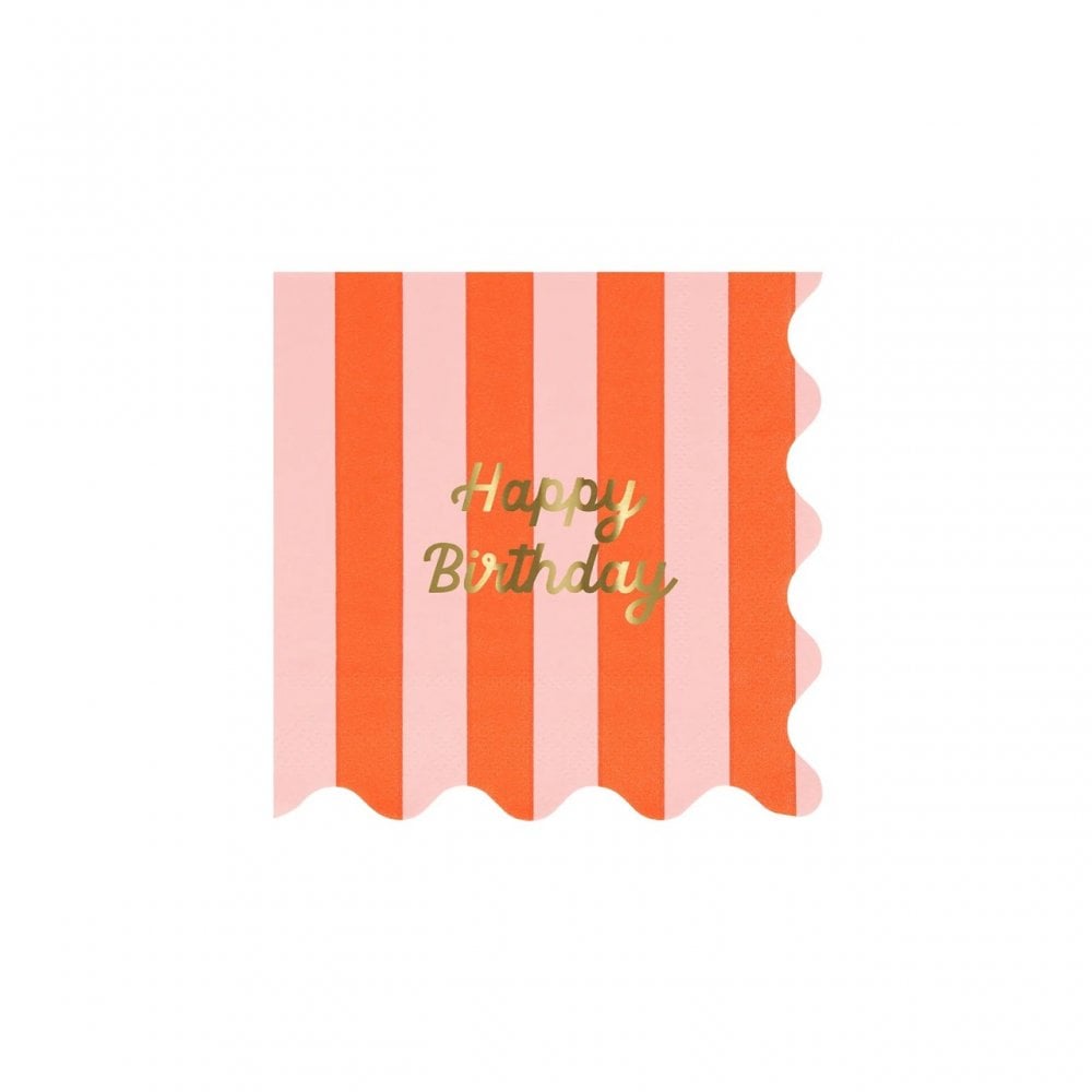 16 STRIPE HAPPY BIRTHDAY NAPKINS