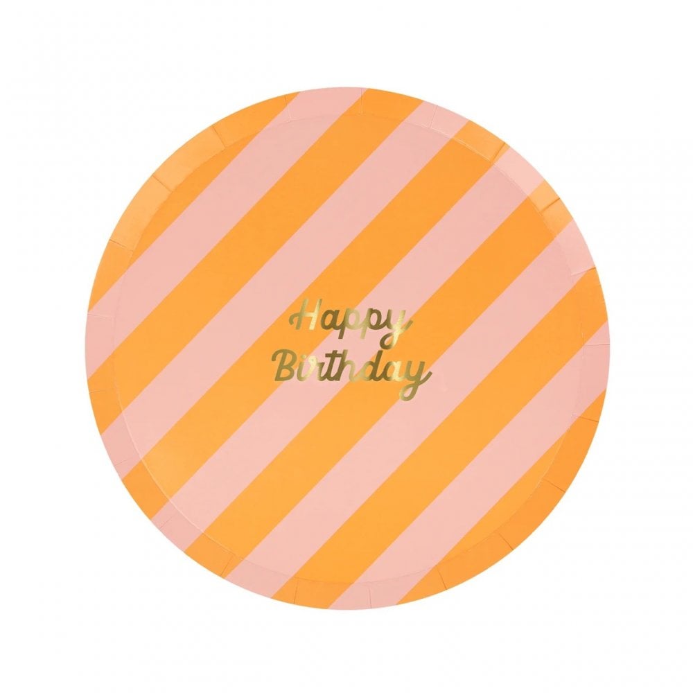 8 STRIPE HAPPY BIRTHDAY PLATES