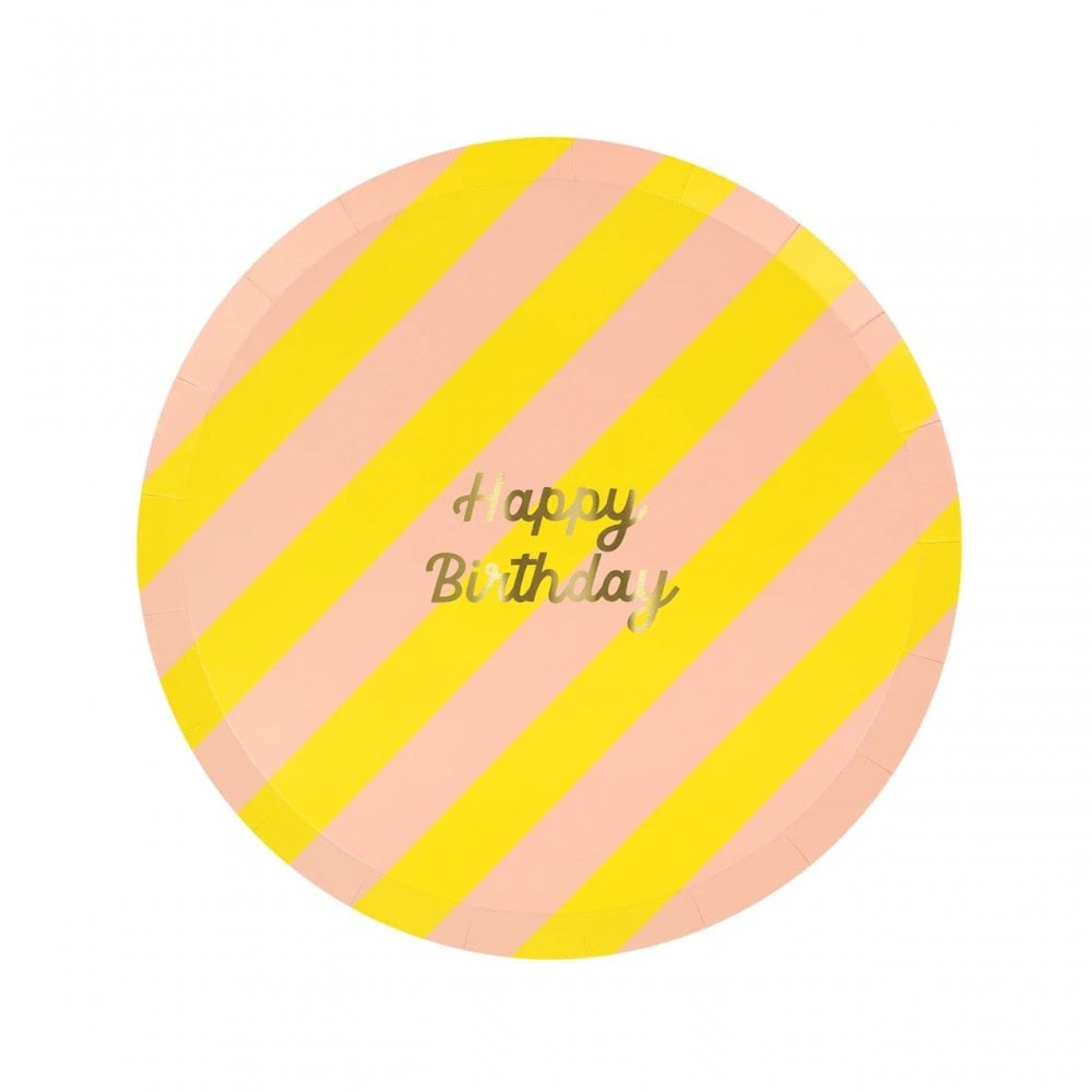 8 STRIPE HAPPY BIRTHDAY PLATES