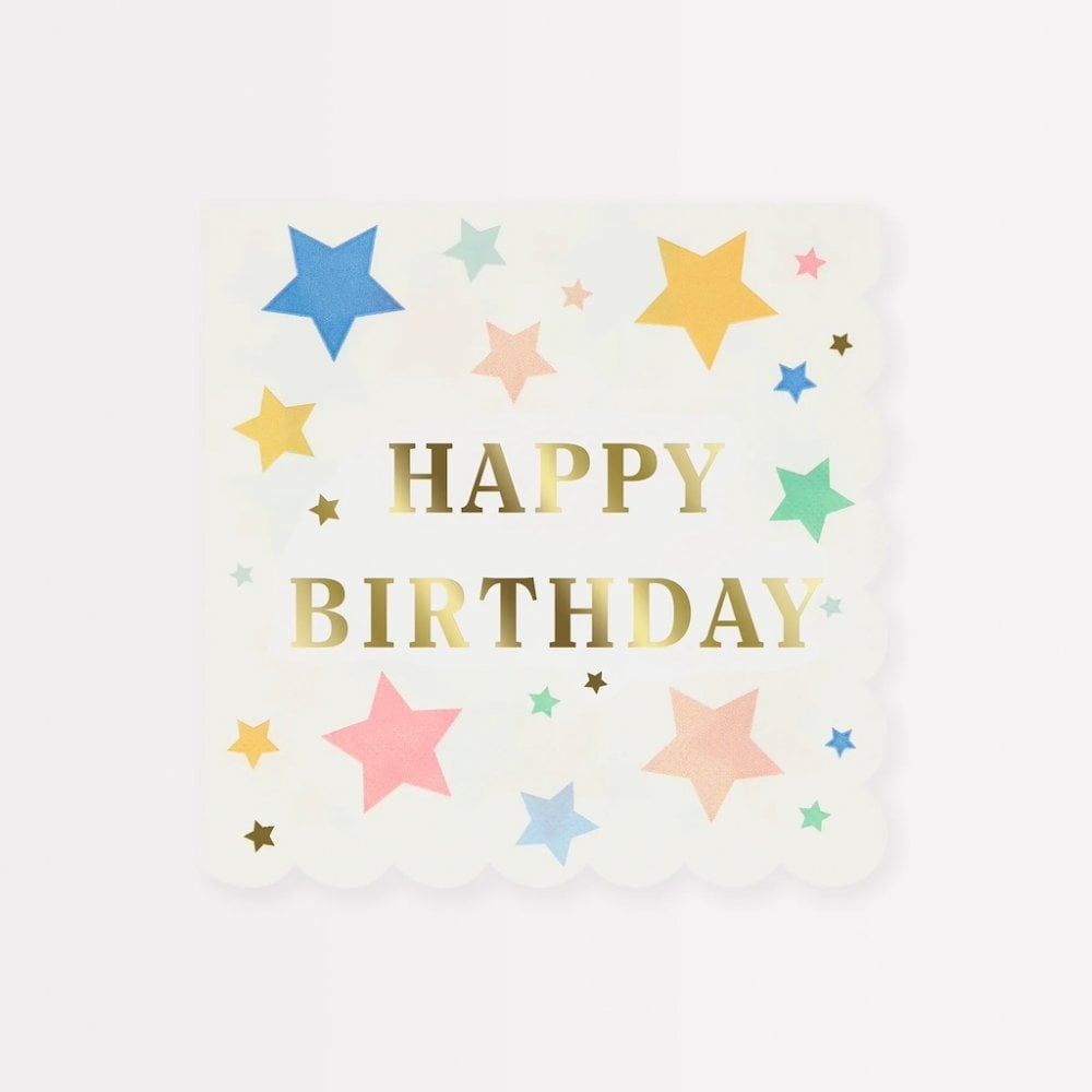16 HAPPY BIRTHDAY STARS NAPKINS - LARGE