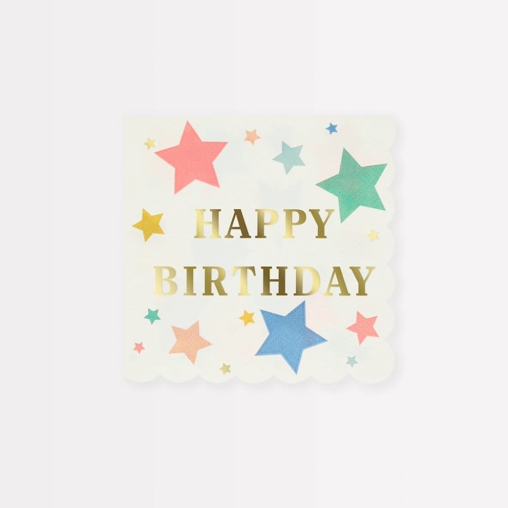 16 HAPPY BIRTHDAY STARS NAPKINS - SMALL