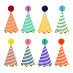 8 STRIPE PARTY HATS