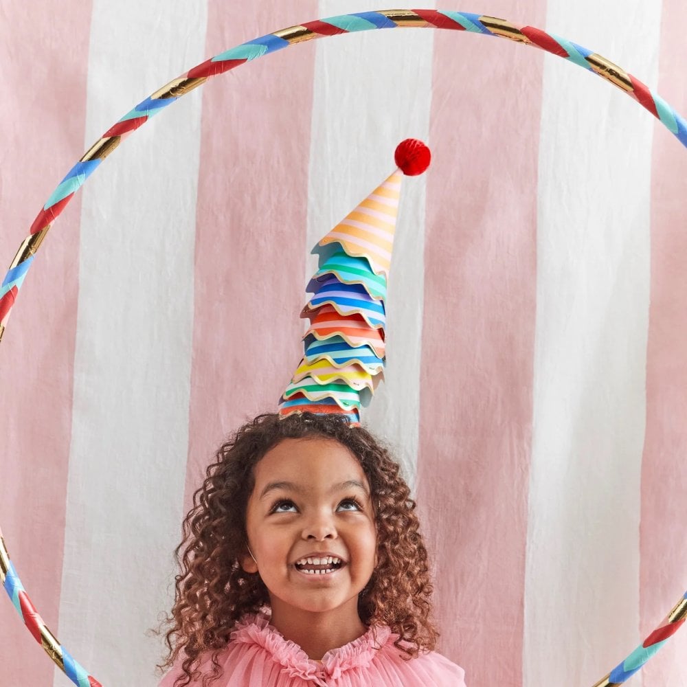 8 STRIPE PARTY HATS