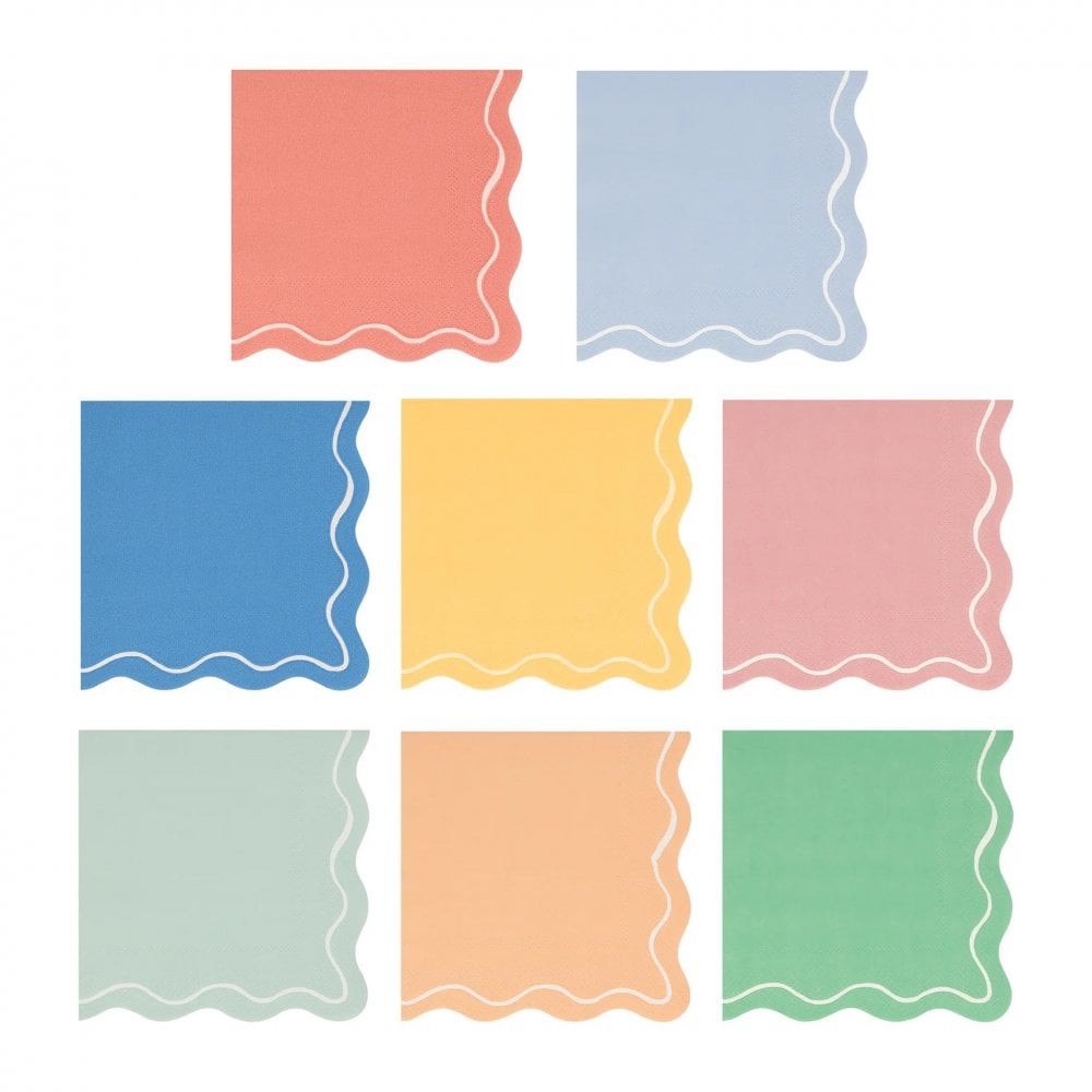 16 MIXED WAVY LINE SMALL NAPKINS
