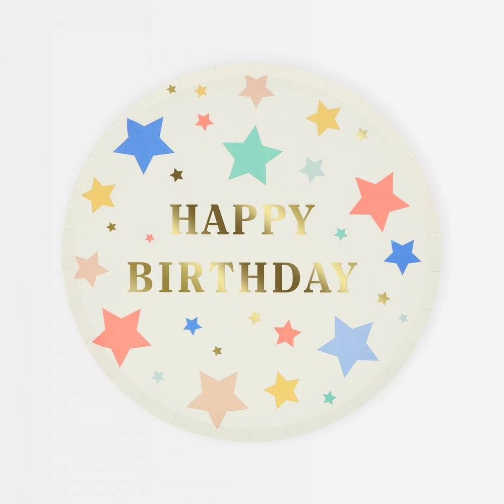 8 HAPPY BIRTHDAY STARS PLATES