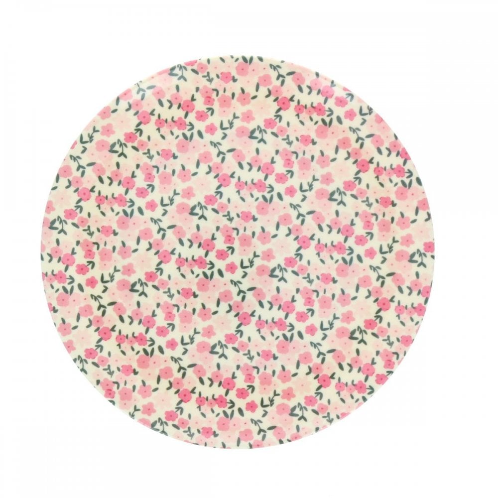 PINK FLOWER MELAMINE PLATE