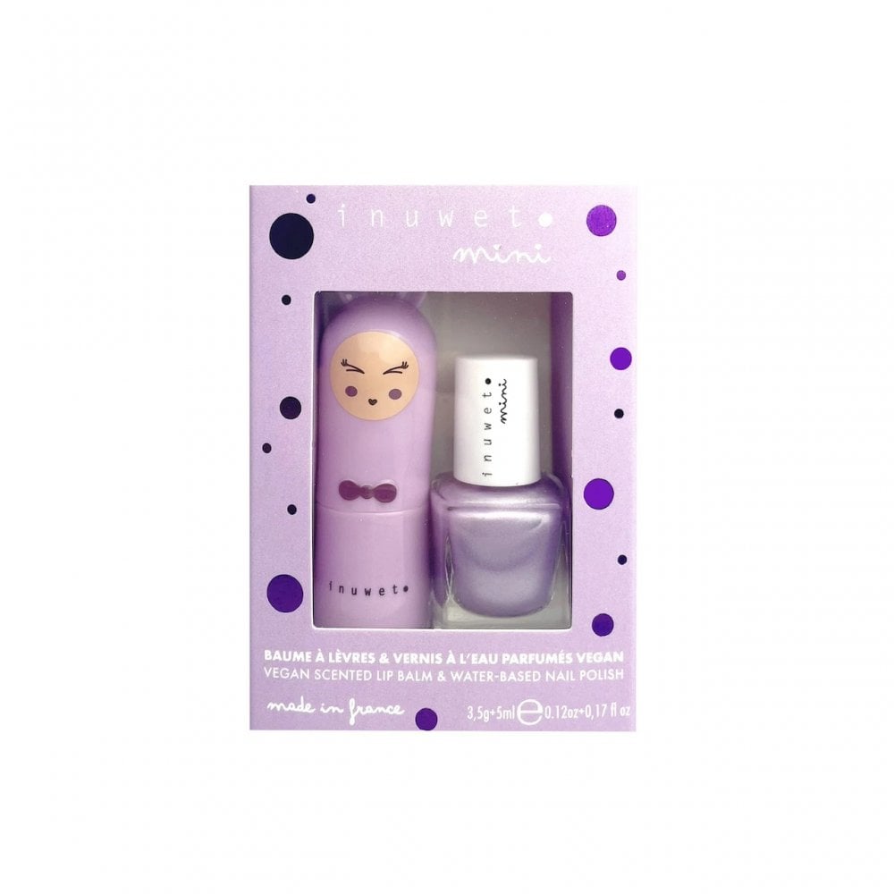 SCENTED LIP BALM & NAIL VARNISH SET - MARSHMALLOW / BLUEBERRY