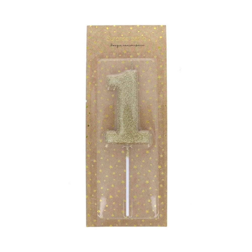 GOLD GLITTER BIRTHDAY NUMBER CANDLE