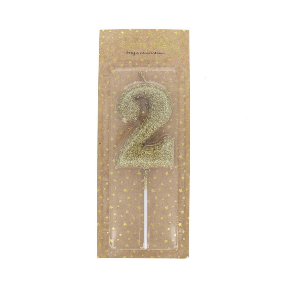 GOLD GLITTER BIRTHDAY NUMBER CANDLE