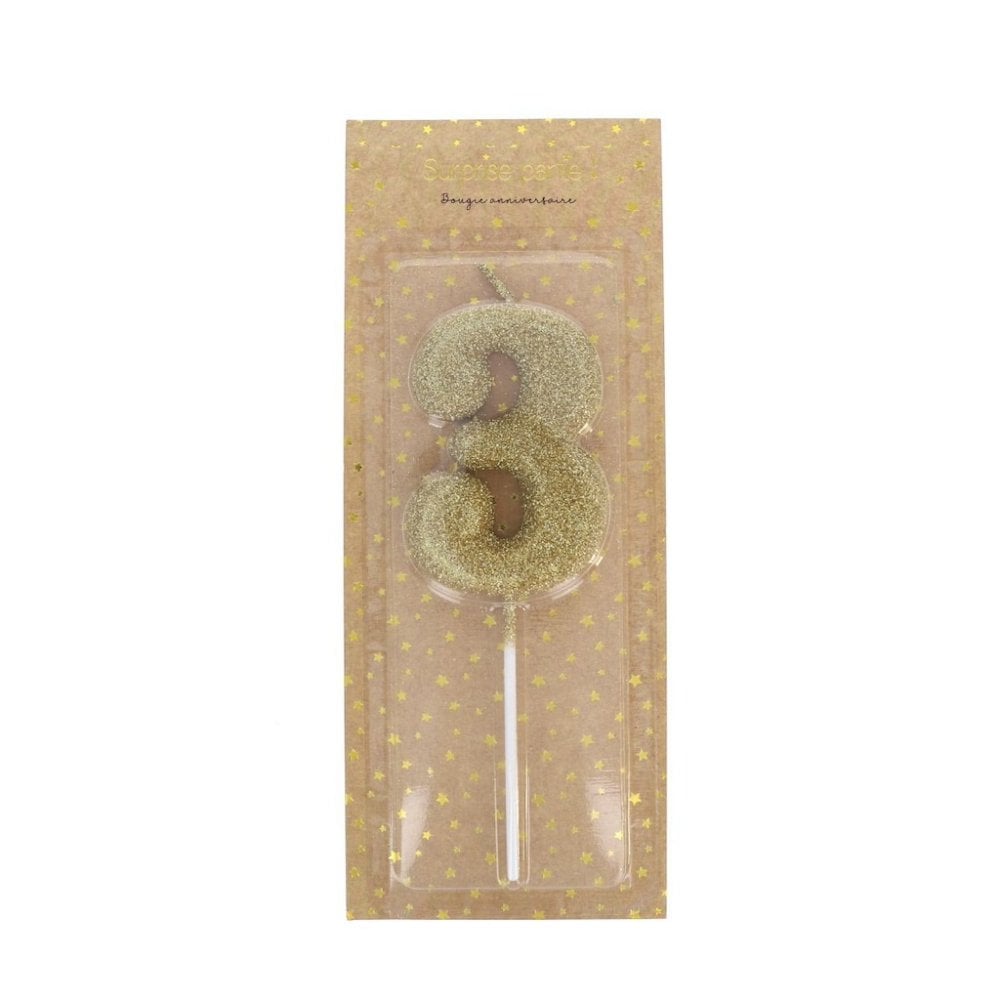 GOLD GLITTER BIRTHDAY NUMBER CANDLE